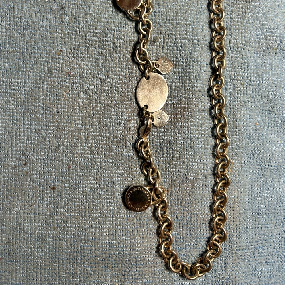 Tiffany & Co Oval Necklace 16” + 2 Mini Charms & Diamonds & 2 Locks + Sapphire’s